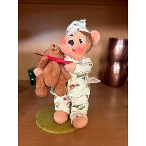 Annalee 8" Ready For Bed Bear w/ Teddy Bear Cowboy Pajamas 632502 Christmas 2002